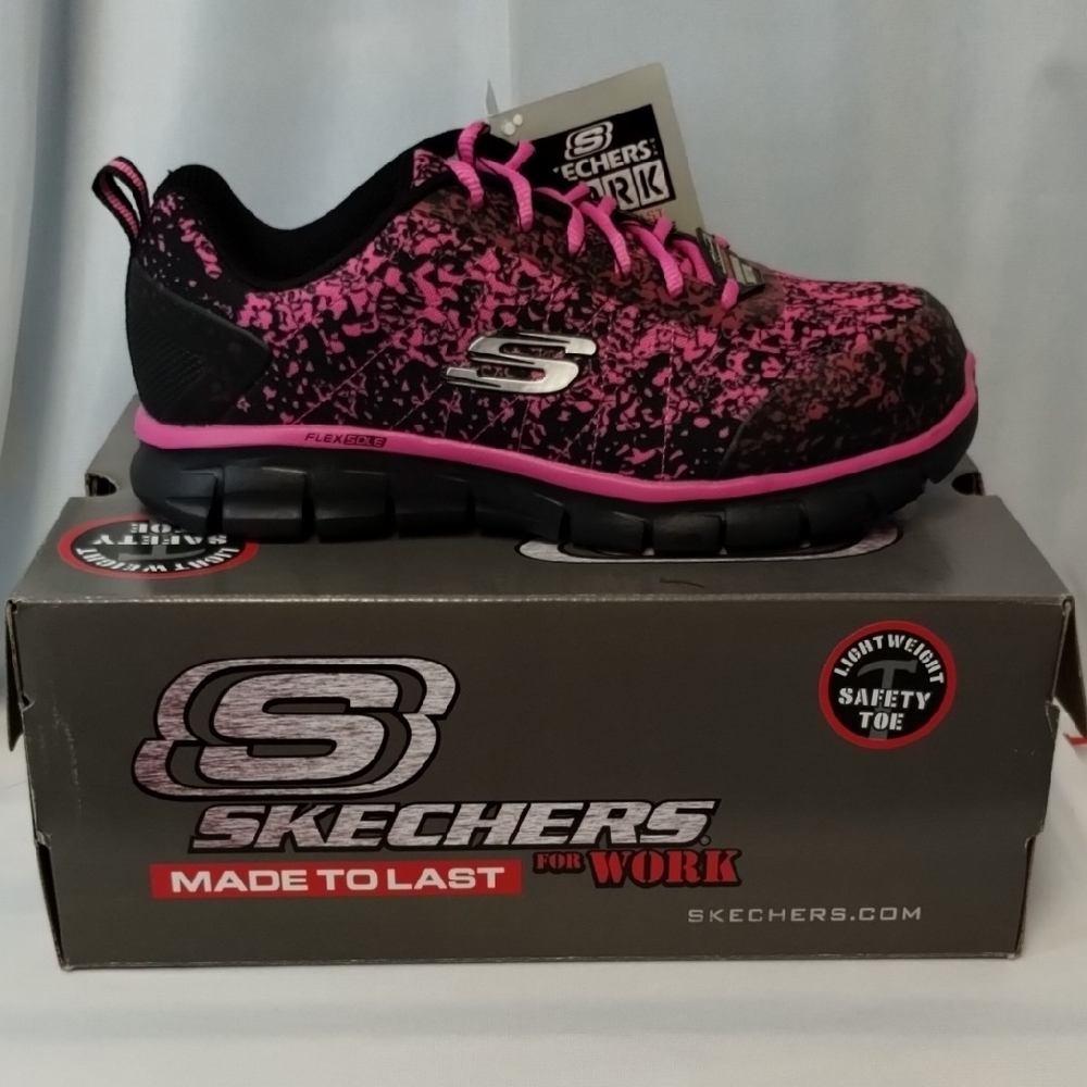 Skechers Black and Pink Work Shoes
